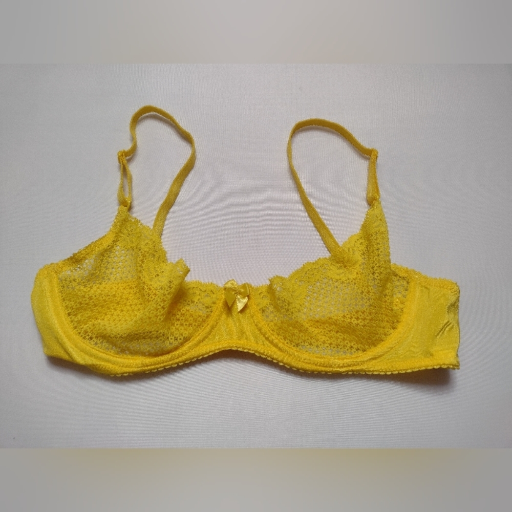 Timpa Duet Lace Underwire 36C Yellow Sheer Umderwire Floral B11